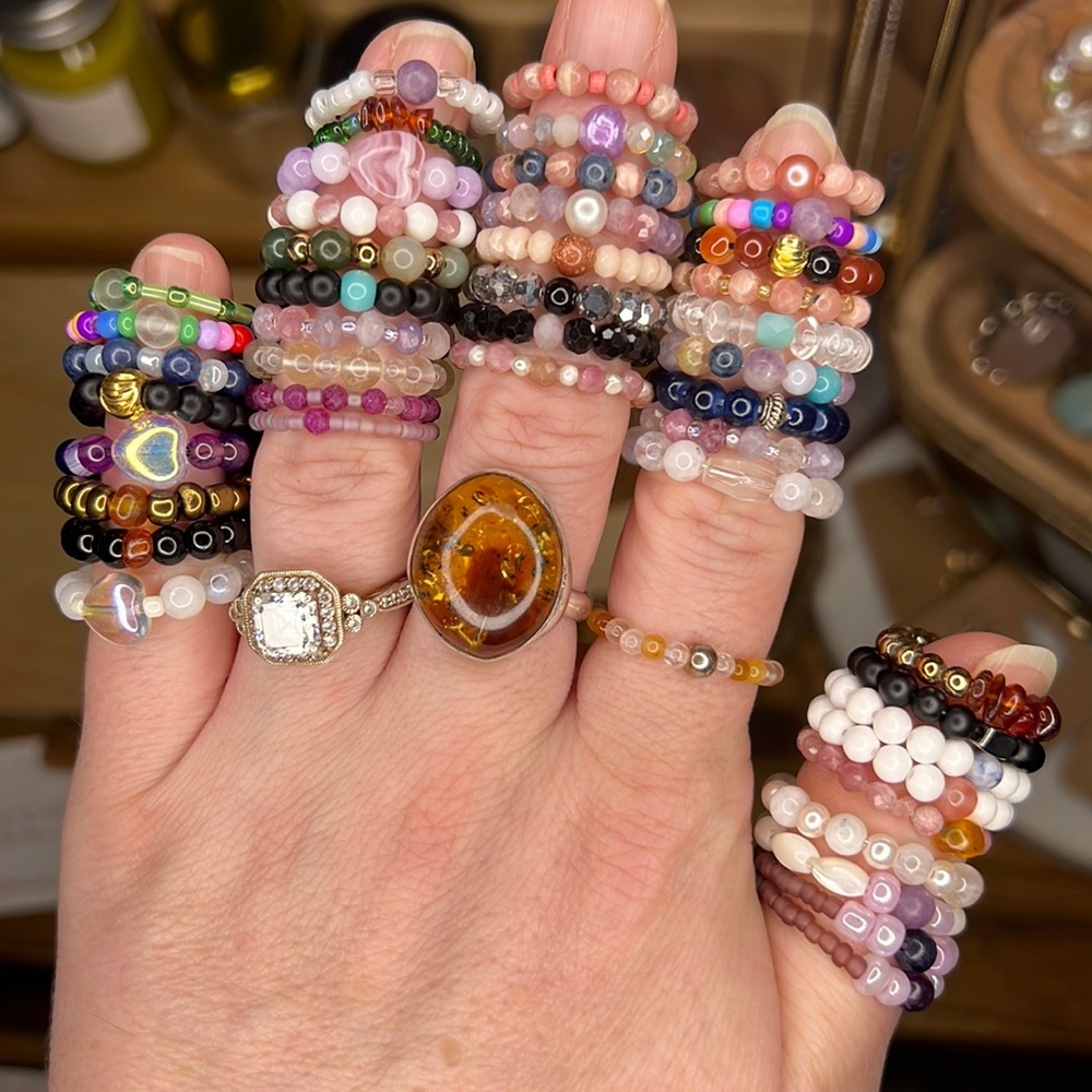 Stone Beaded Stretchy Rings🫶🏼GoldenHealingApothecary - Picture 7 of 17